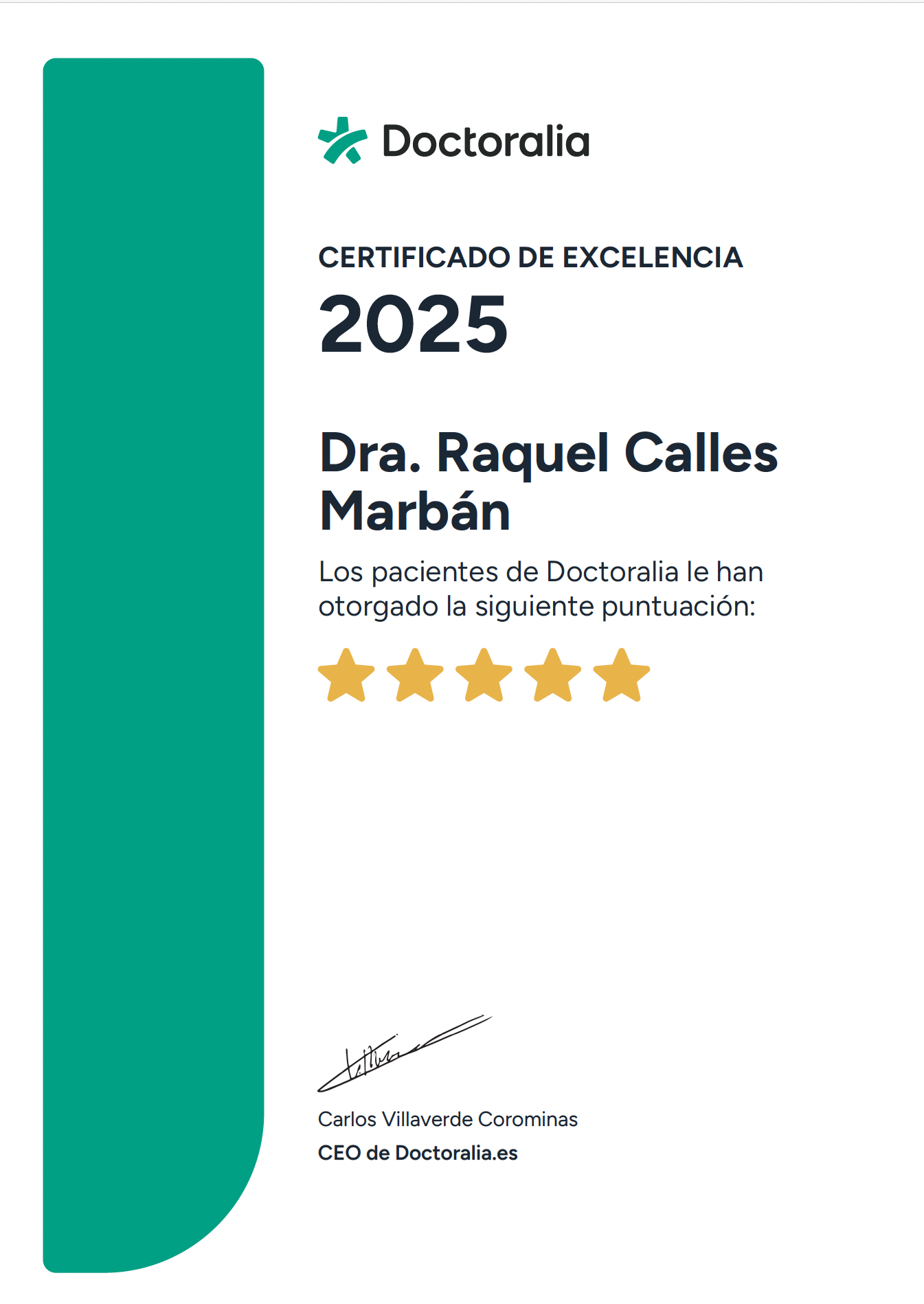 Doctoralia Certificado de excelencia 2025