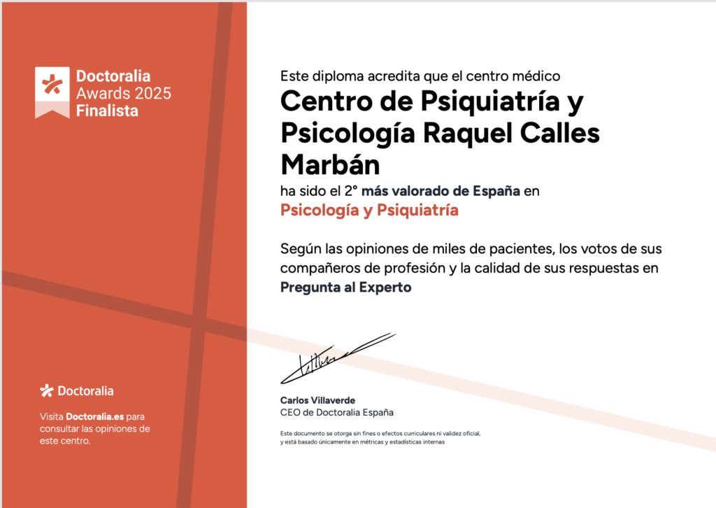 Doctoralia Awards 2024 Ganadora más Valorada en España en Psiquiatría y Psicología